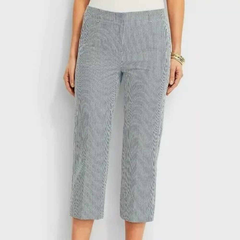 Talbots Chelsea Striped Crop Pants Size L Cotton blend